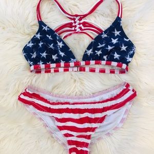 American flag scrunch butt Bikini size small